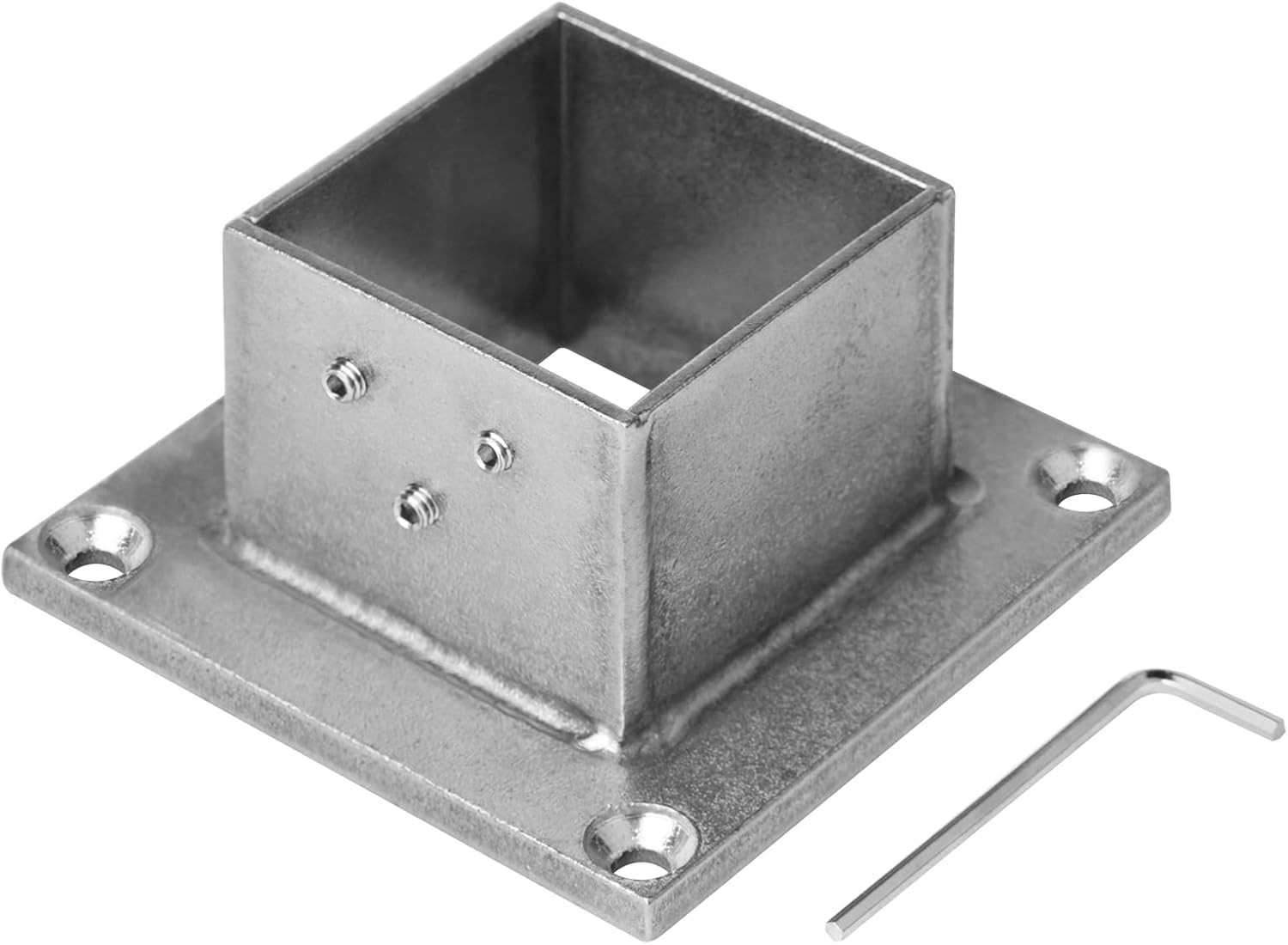 4 PCS 2" Square Post Flange Base, 304 Stainless Steel Deck Rail Mount Bracket fo