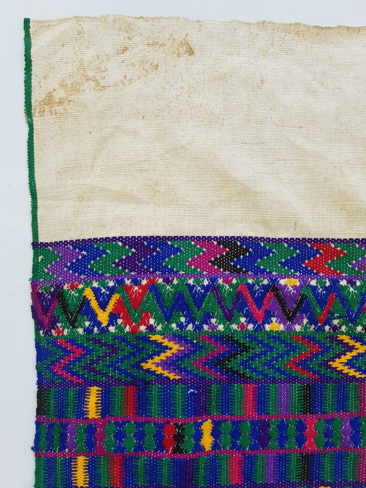 Vintage Guatemalan Handwoven Geometric Pattern Panel 127x47cm