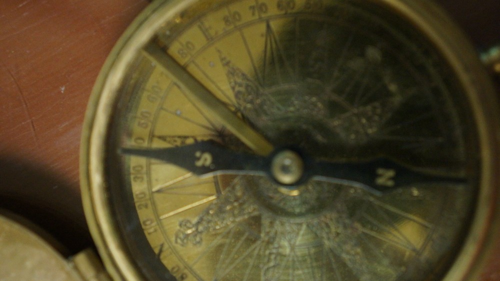 Old Brass Compass Direction Finder