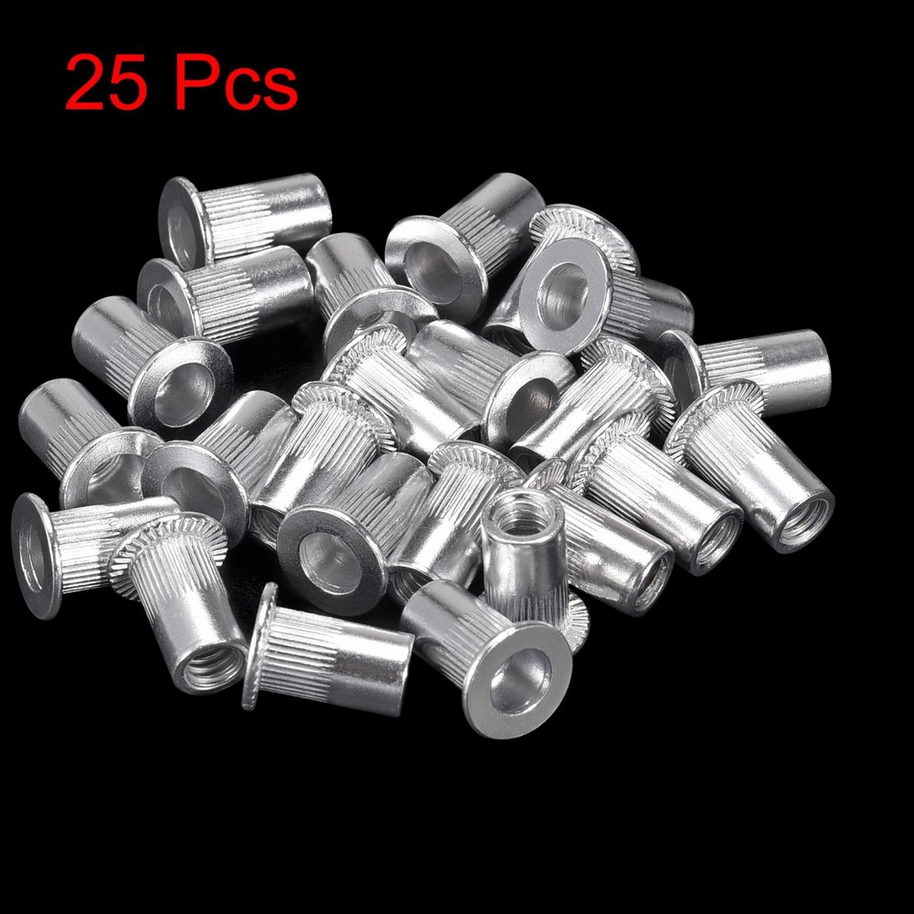 #8-32 Rivet Nuts Aluminium Alloy Knurled Flat Head Threaded Insert Nut 25pcs