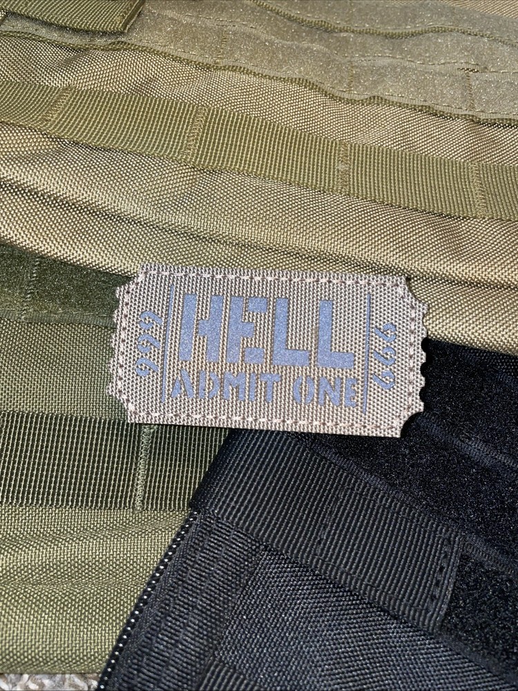 HELL Admit One 666 IR Funny Tactical Patch Morale Army Marine Hook Loop Vet