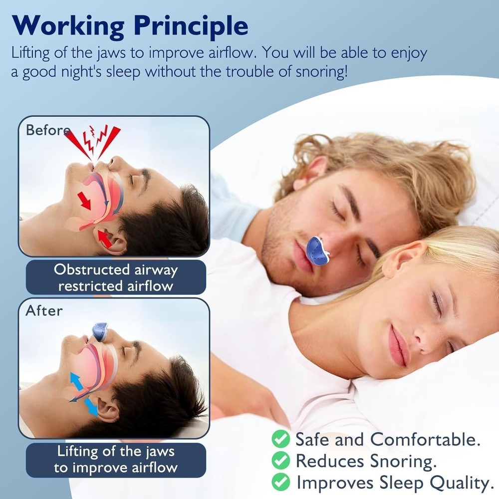 Double Vortex Anti Snoring Device, Adjustable Wind Speed Snoring Solution (Blue)