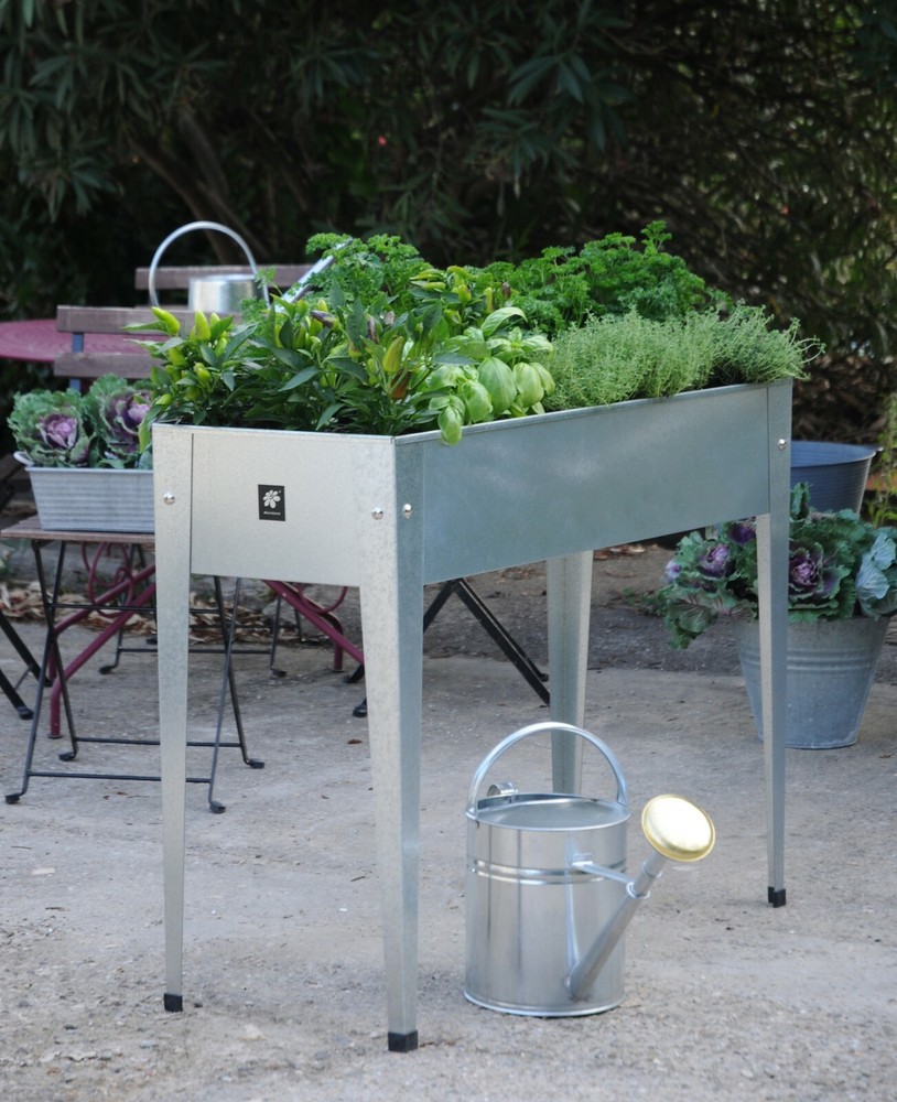 Herstera Urban Garden Elevated Planter Box, Galvanized