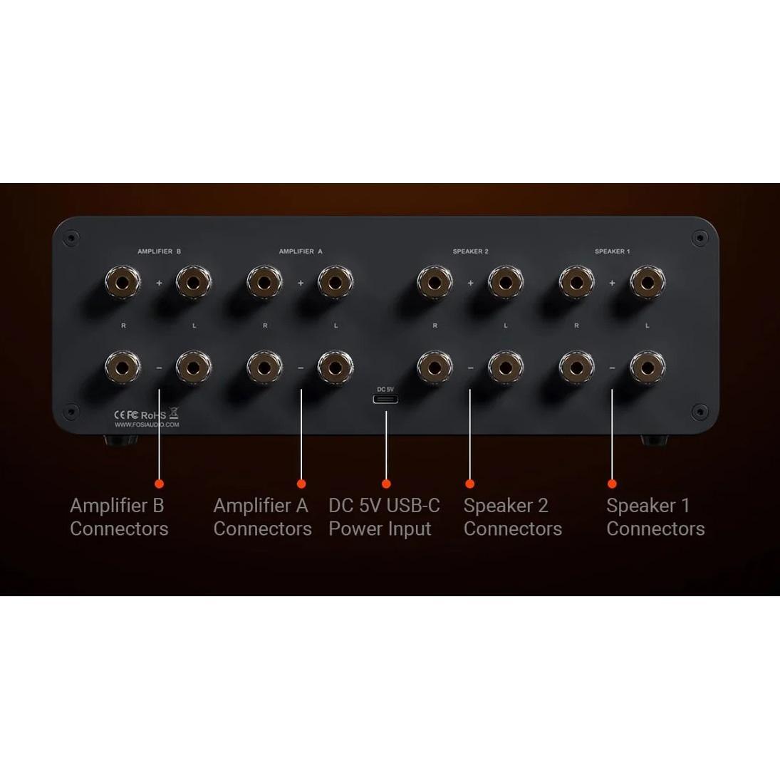 Fosi Audio LC30 Speaker Selector with Black VU Meters