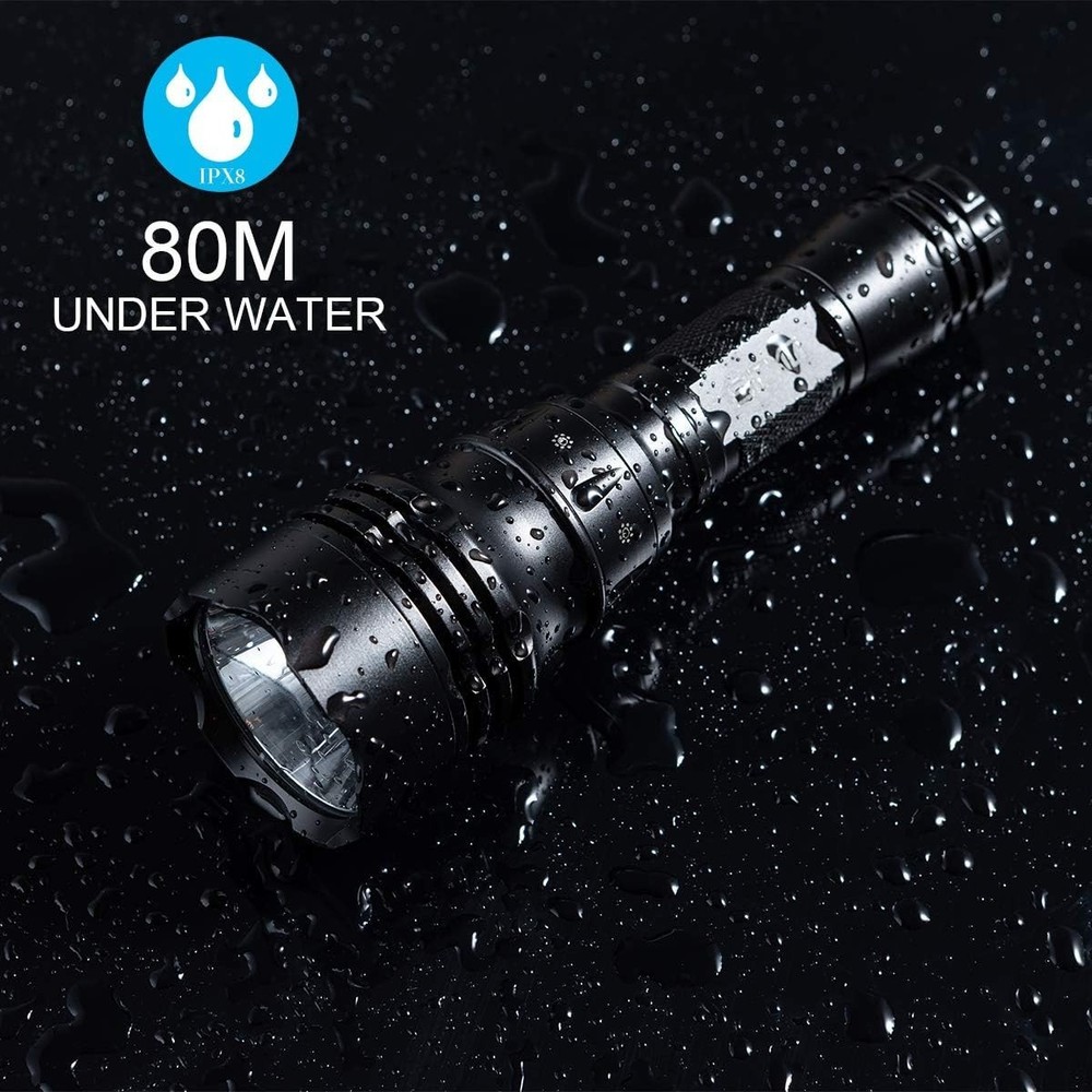 Professional Diving Flashlight - 2000 Lumen Waterproof LED with 5 Light Modes