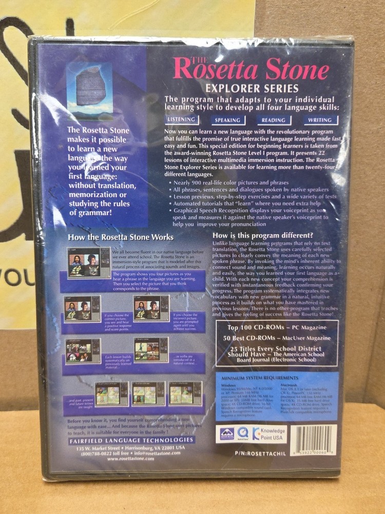 Rosetta Stone Chineese (Mandarin) Explorer (CDRom) Win XP NEW SEALED