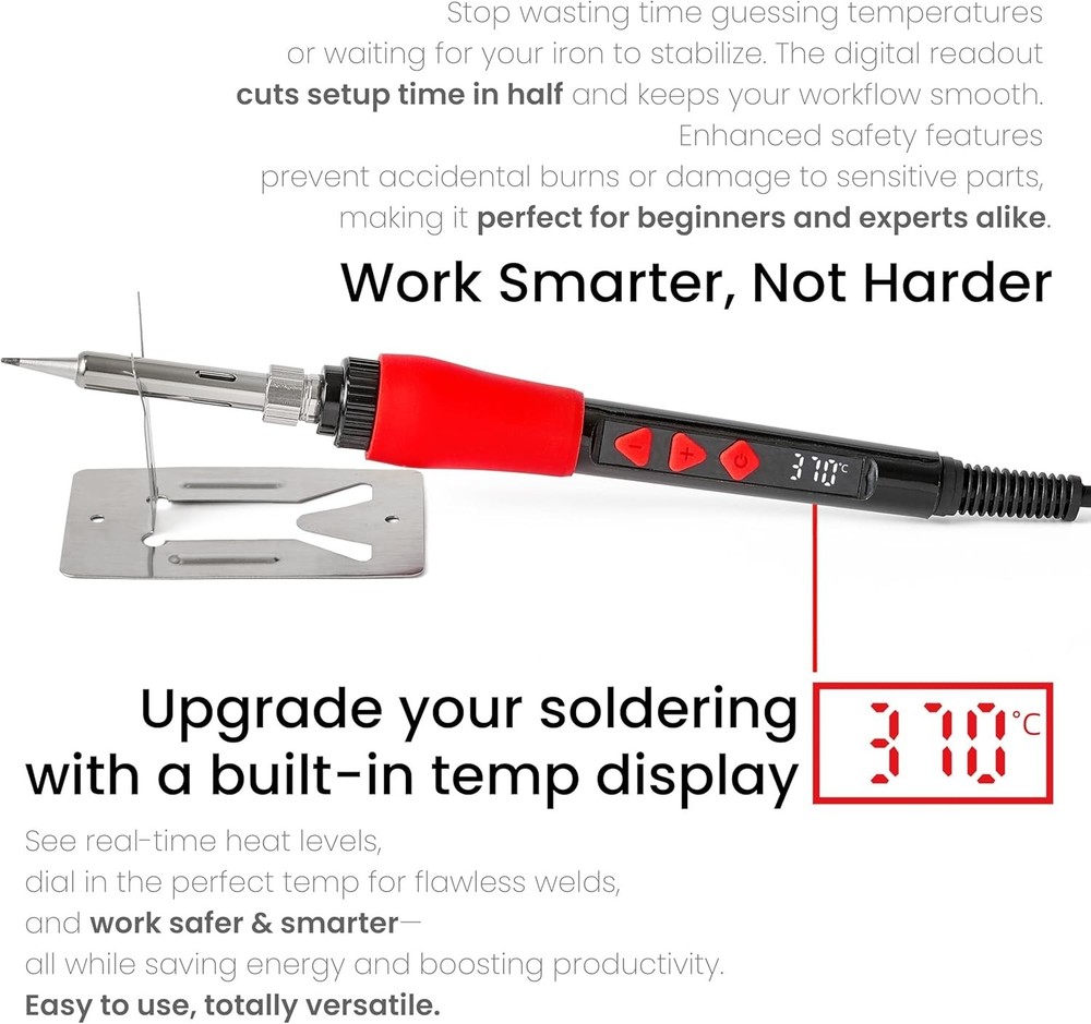 60W Soldering Iron with Ceramic Heating & LED Display for DIY Projects