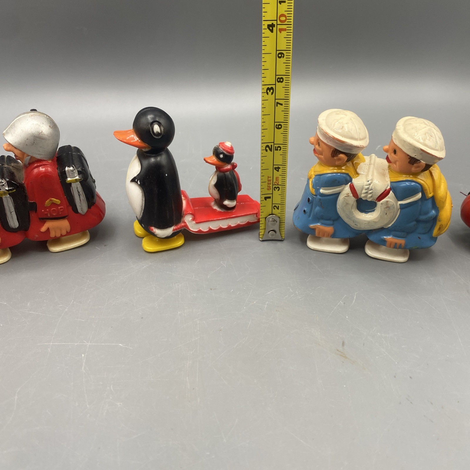 Vintage 1960’s Marx Ramp Walker Lot Of 5 Penguins/Sailors/Soldiers/Cat