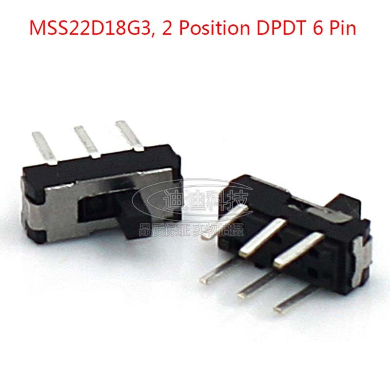 2 Position ON-OFF DPDT 2P2T 6 Pin PCB Panel Vertical Slide Switch Microswitch
