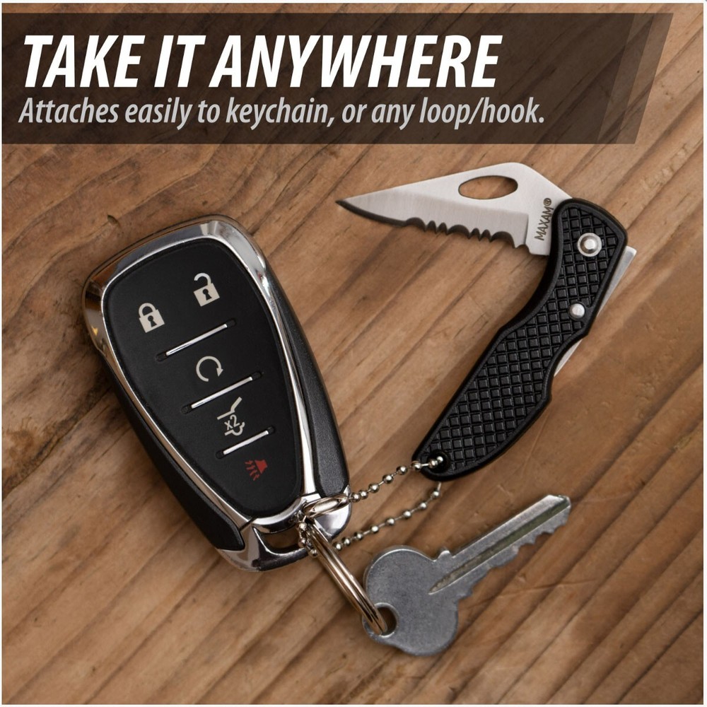 Small Pocket Knife EDC Key Chain Compact Lockback Mini Ring Hunting Utility