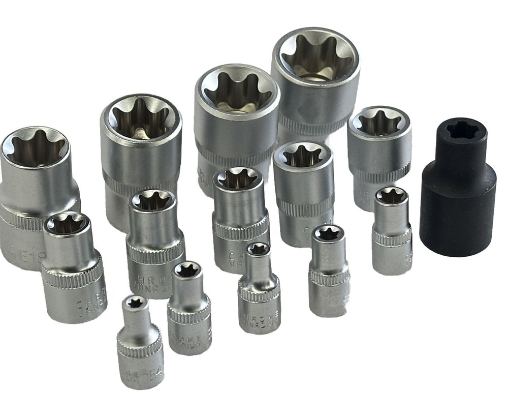 15pc 1/4” 1/2” 3/8” Dr Star E Socket Set & 5 teeth Tesla Battery Housing Removal