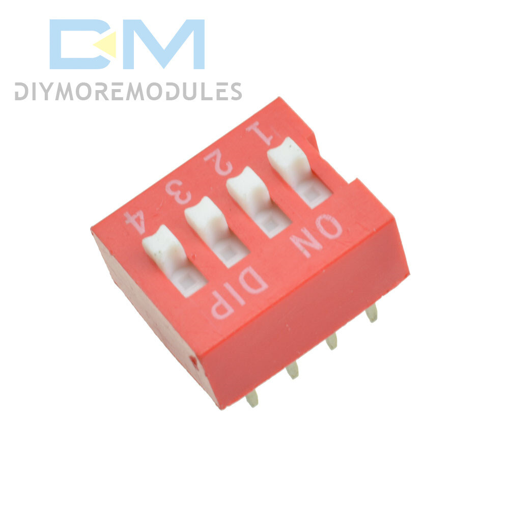 10Pcs Slide Type Switch 2.54mm 4-Bit 4 Position Way DIP Red Pitch Module