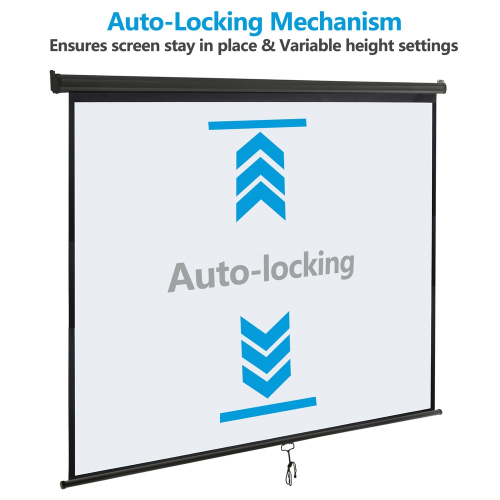 Portable Projector Screen Pull Down 120" 1:1 Projection Screen In/Outdoor Black