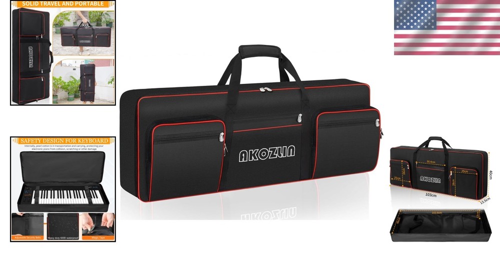 Durable 61 Key Soft Keyboard Case with Adjustable Straps and Accessory Storage