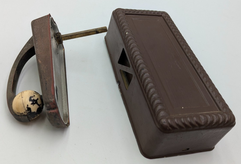Vintage MCM Hand Activated Pull Release Door Bell Through door