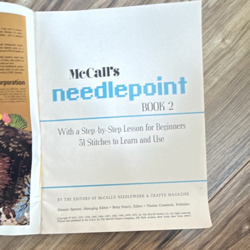 Vintage McCall’s Needlepoint Book Beginner Guide 31 Stitches Patterns 1970s