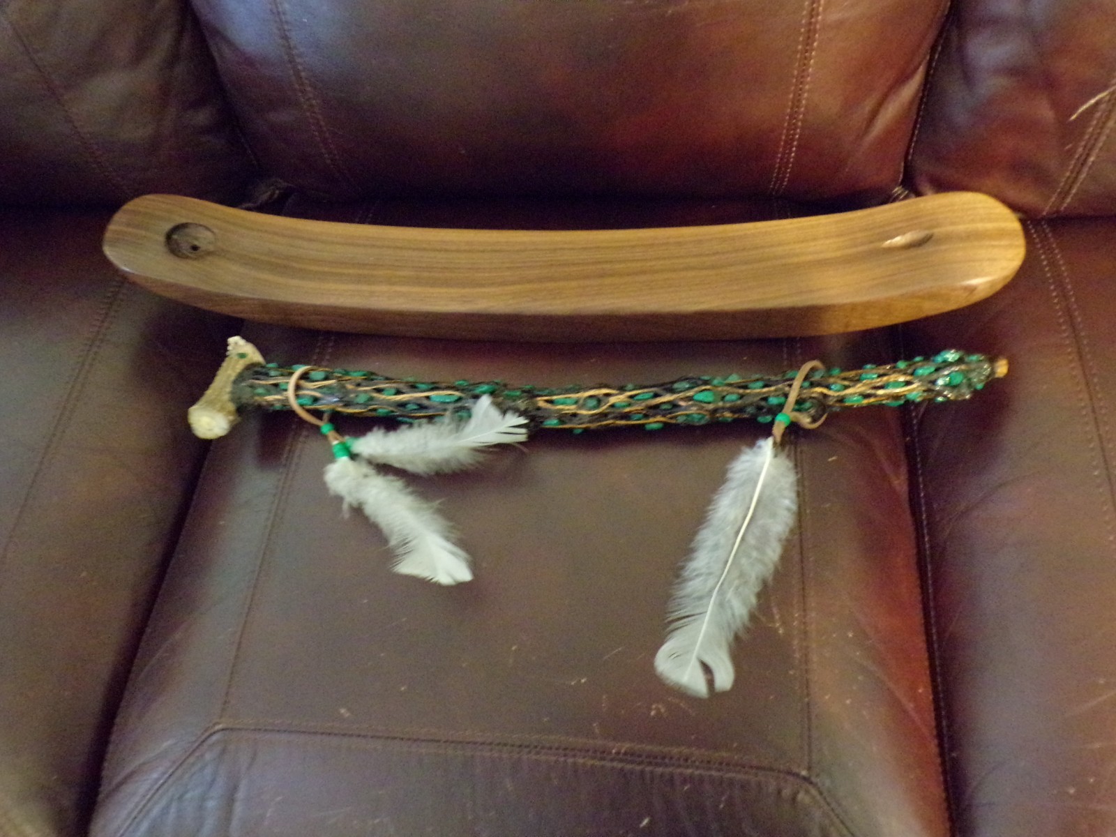 American Indian PEACE PIPE Authentic Native Tribal Ceremonial CACTUS & Turquoise