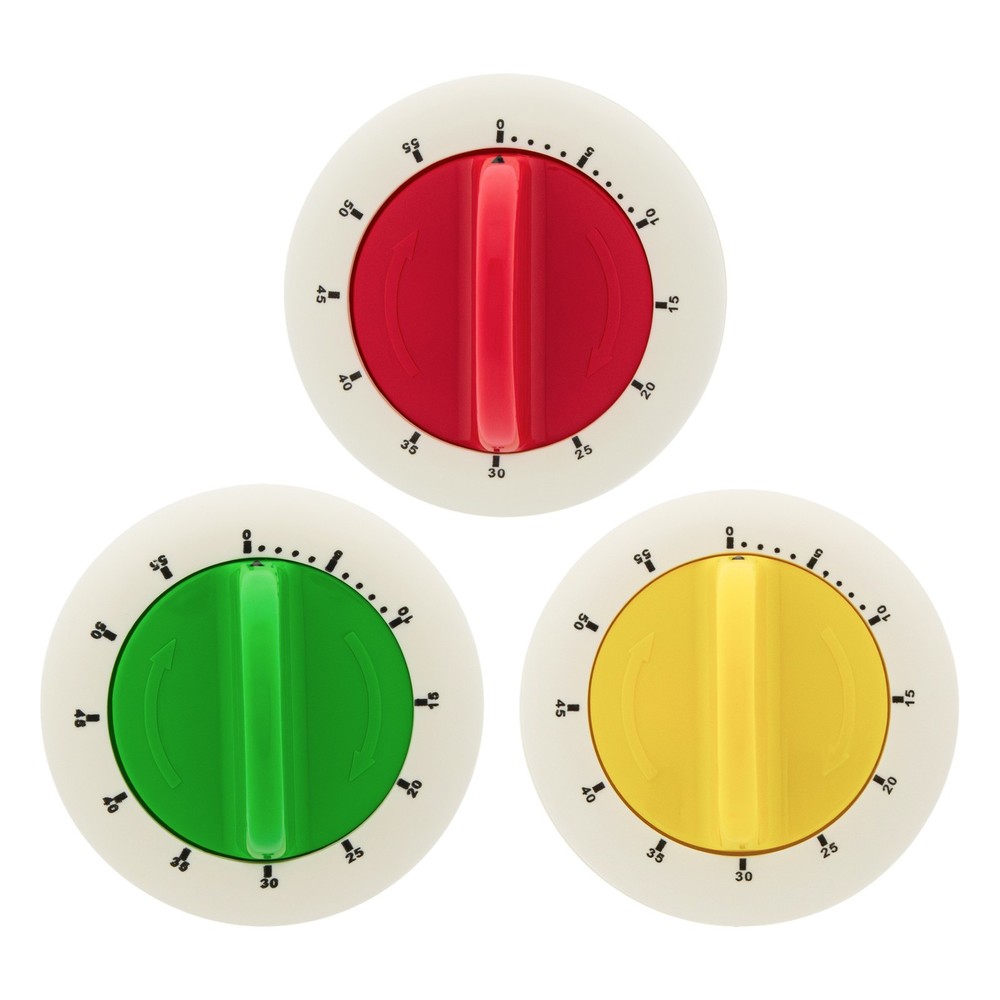 Smart Home 60 Minute Kitchen Multipurpose Round Mechanical Timers, 3 Pack