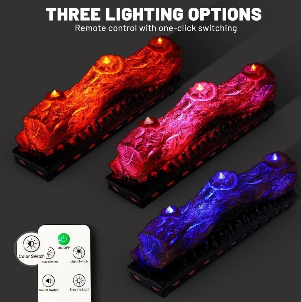 Electric Fireplace Logs Realistic Flame Effect with Candle LED Flame Light USB P