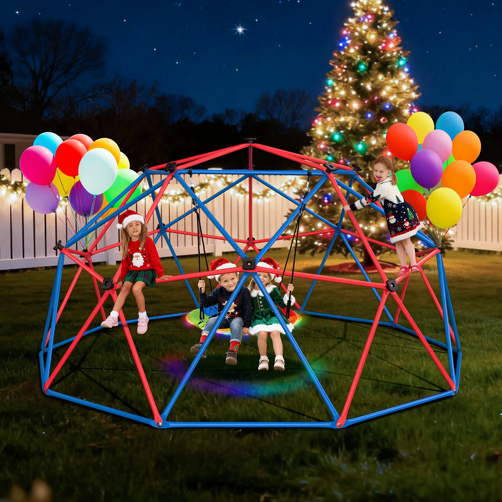 Climbing Dome Swing Set 10ft Jungle Gym Monkey Bars 800lbs for Kids Outdoor Play