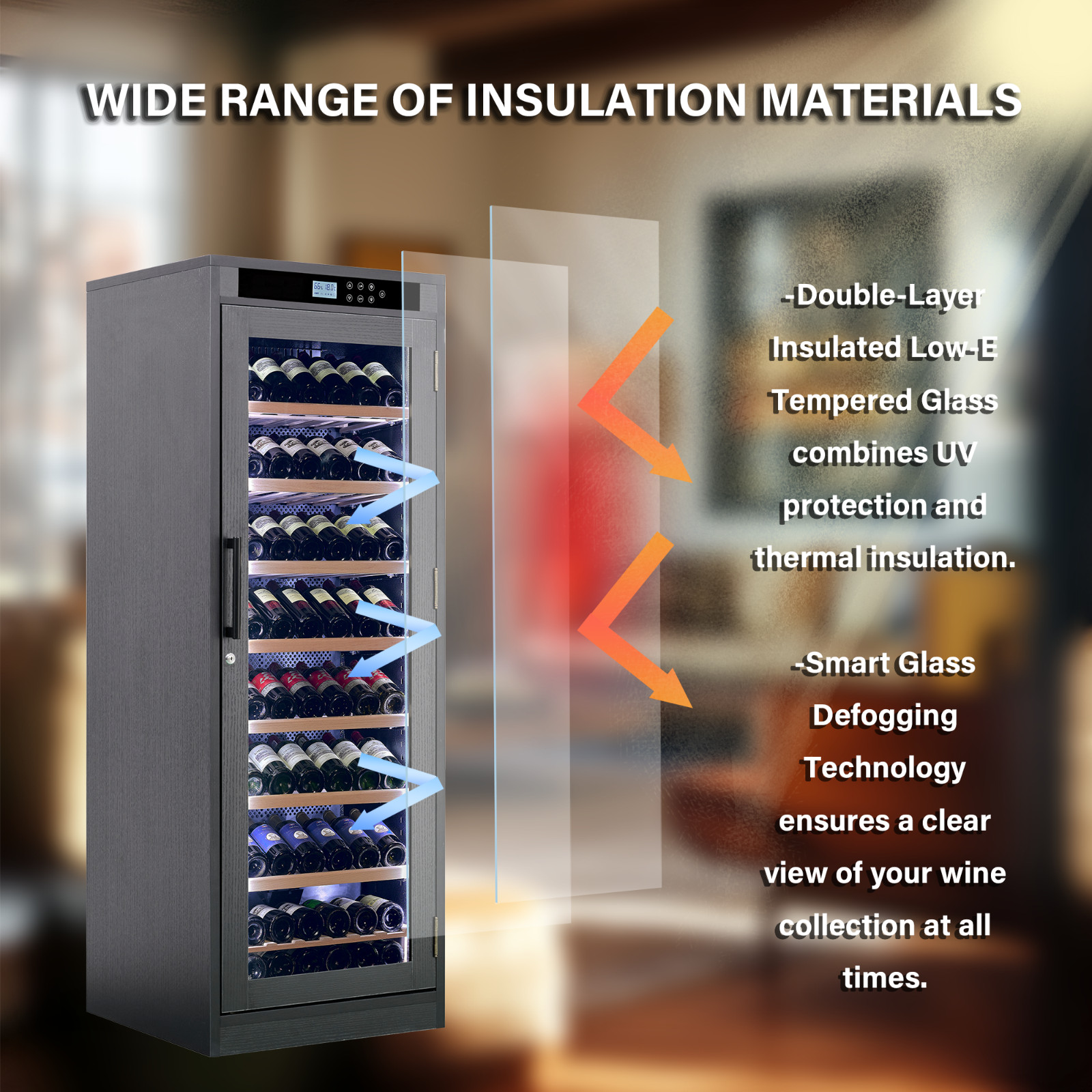 10.6 ft3 Intelligent Temperature-Controlled Multi-Tiered Wood Wine Cabinet