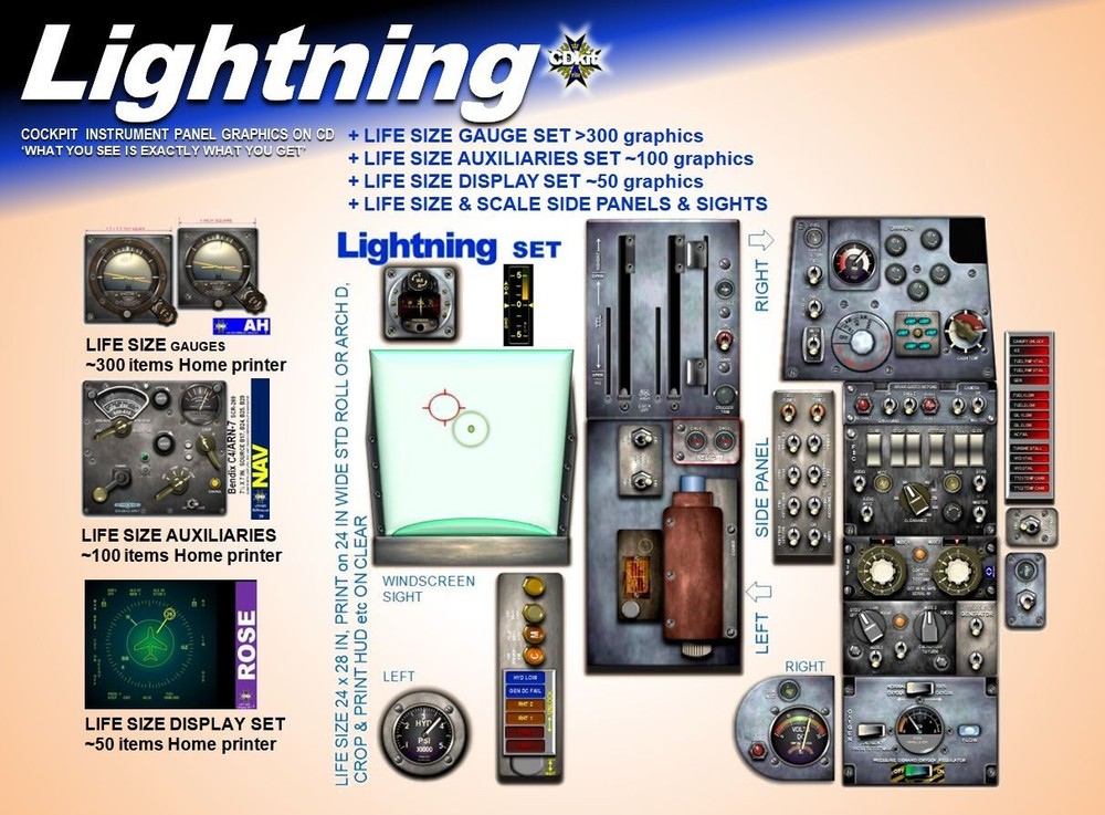 ENGLISH ELECTRIC LIGHTNING COCKPIT instrument panel CDkit