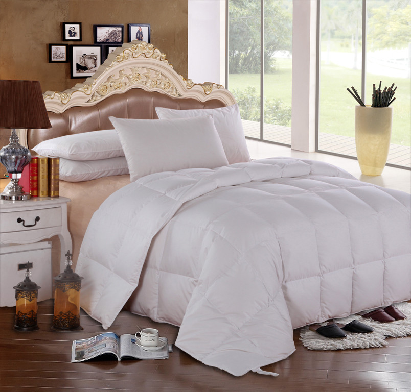 Oversized Goose Down Comforter All Season Cotton 300 Thread Count Duvet Insert