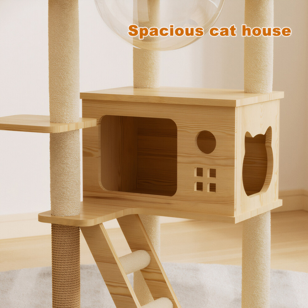 48.8" Cat Tree Tower - Sisal Scratching Posts, Perch & Acrylic Hammock for Cats