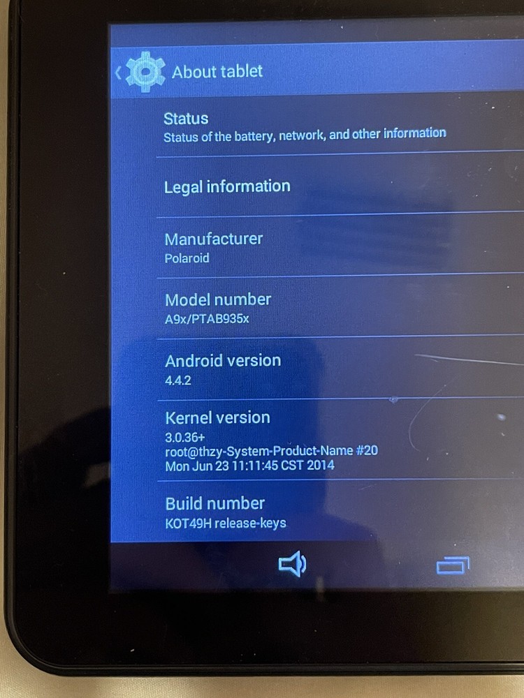 Polaroid Tablet Model PTAB935