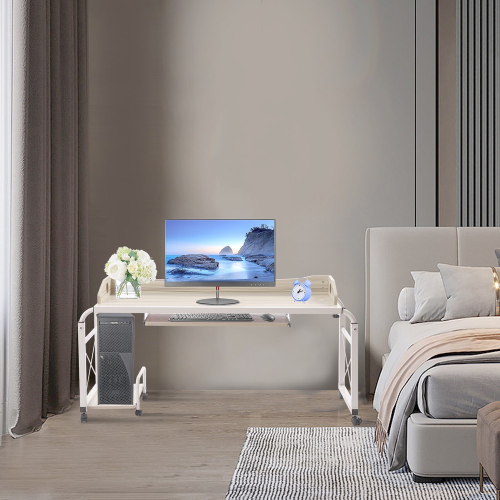 Mobile Adjustable Home Office Desk - Cross-Bed Stretchable & Movable Design