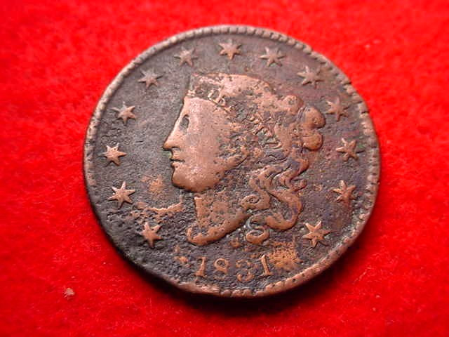 1831 CORONET HEAD LARGE CENT  COPPER COIN!   #Z-111