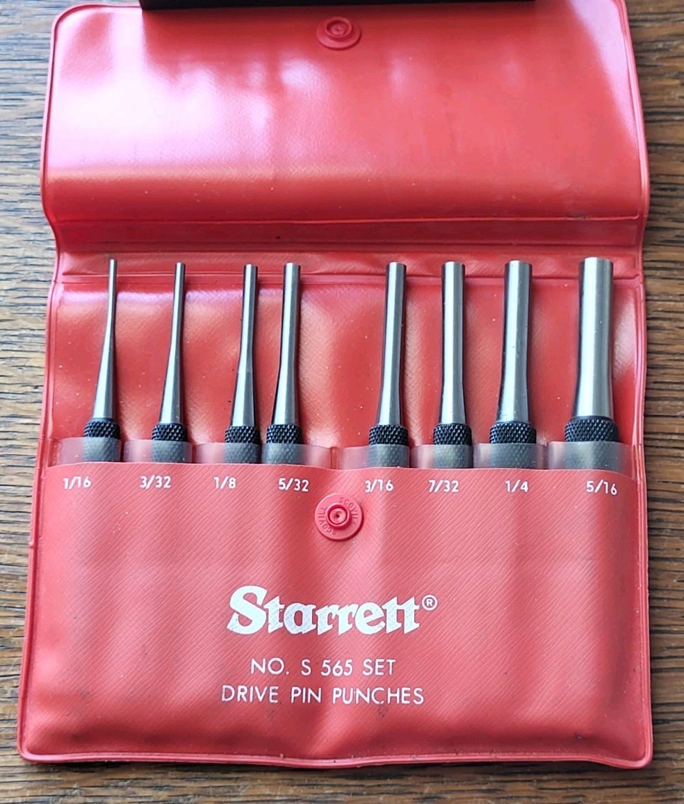 Starrett No. S 565 Drive Pin Punches Set (8) w/Pouch Machinist Tools USA