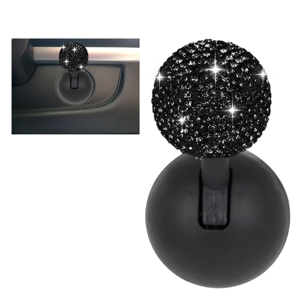 Car Push Start Button Cover, Rhinestone Engine Stop Black