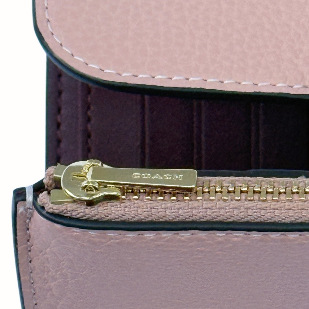 Coach Medium Grace Tri Fold Wallet Shell Pink Wine Leather CI421 ~ NWT