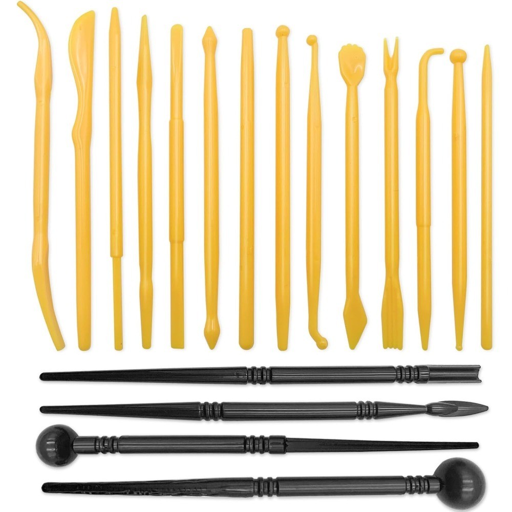 DIY Plastic Pottery Tool Kit 18pcs for Polymer Modeling Air Dry Clay Sculpting