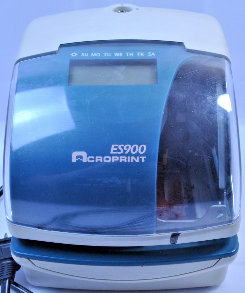 Acroprint ES900 Electronic Payroll Recorder Time Stamp READ DESCRIPTION BLUE WRK