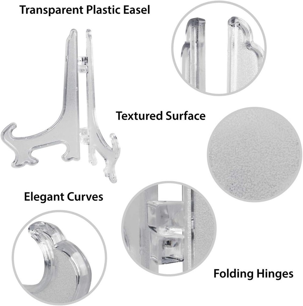 Compact Crystal Clear Easels - 12 Pack for Lightweight Tabletop Displays