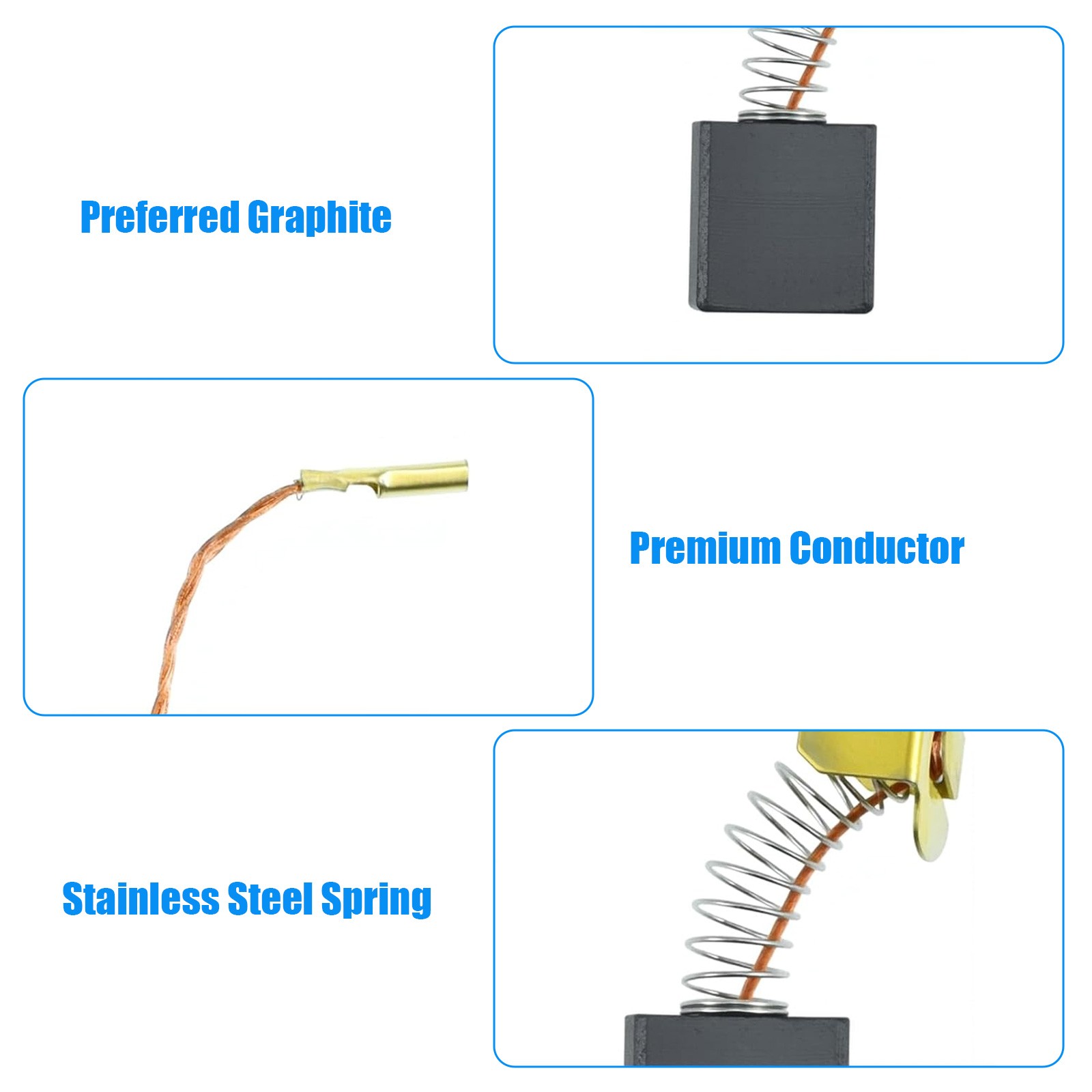 105x 15 Sizes Electric Motor Carbon Brushes Replacement w/ Copper Wire for Drill