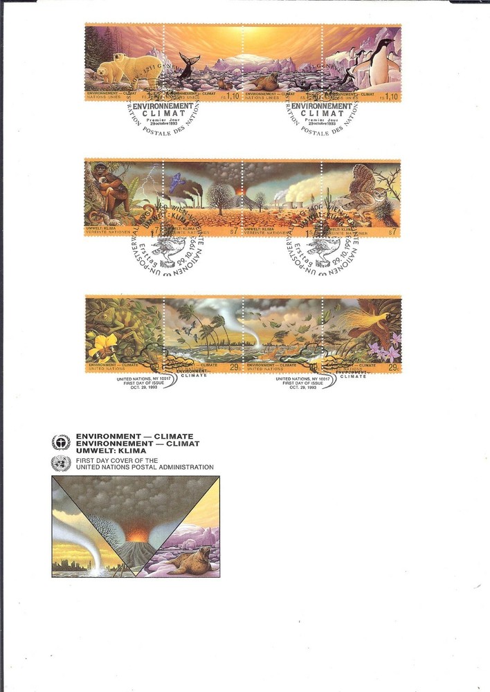 1993 Environment-Climate Large First Day Cover (All Three Offices) MNH