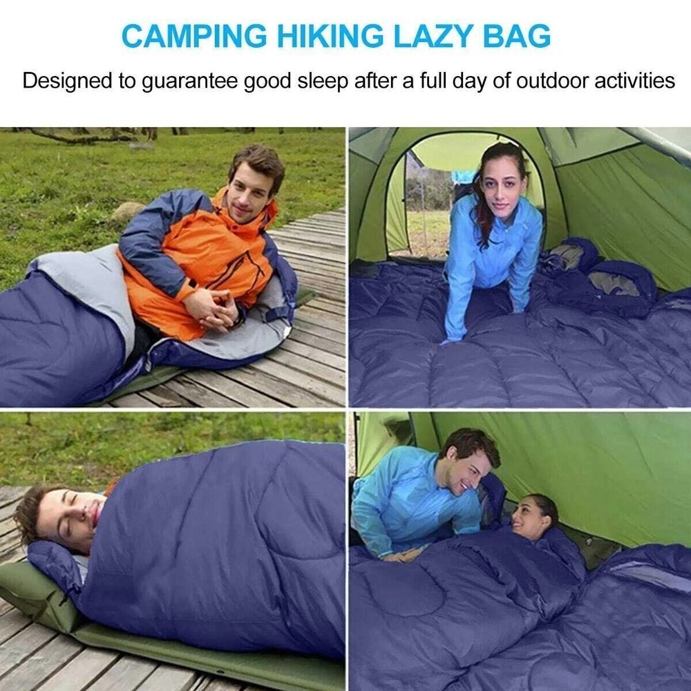 4 SEASON SINGLE SLEEPING BAGS CAMPING RECTANGULAR ENVELOPE ZIP UP KIDS ADULTS