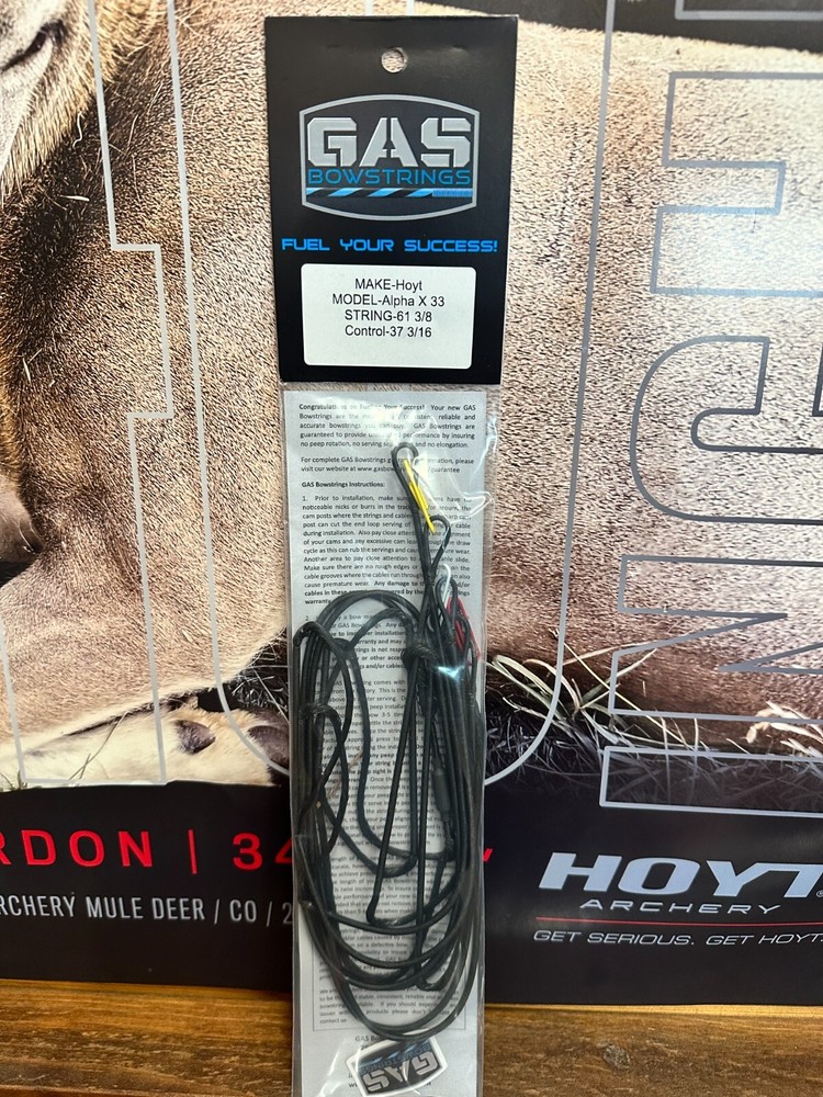 Gas Bowstrings Hoyt Alpha X 33 Strings w/Speed Nocks Black