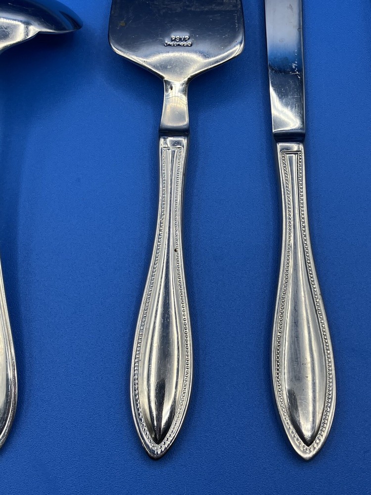4 Pcs RSVP Beaded Serving Set Flatware cake knife cheese gravy Stainless