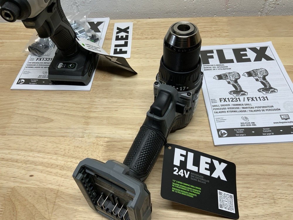 FLEX 24v Compact Impact Driver (FX1331) & Drill Driver (FX1131) Set NEW FROM KIT