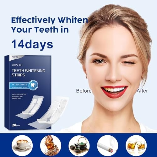 Teeth Whitening Strips, Enamel Safe, 28 Strips for Sensitive Teeth