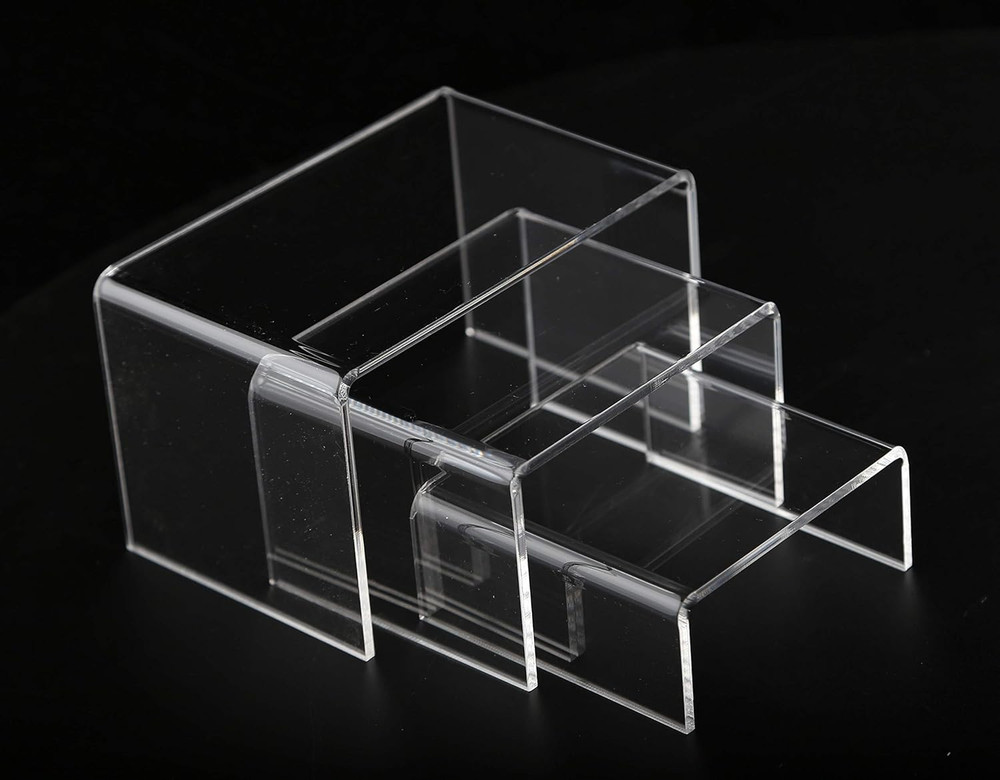6 -Piece Strong Clear Acrylic Rectangular Riser for Retail, Shelf Showcase Fixtu