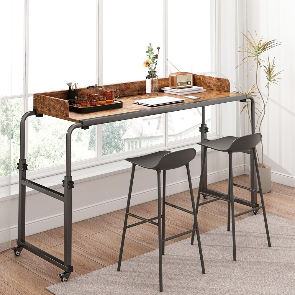 Overbed Table with Wheels, Bed Desk Recliner Table Adjustable Height Laptop T...