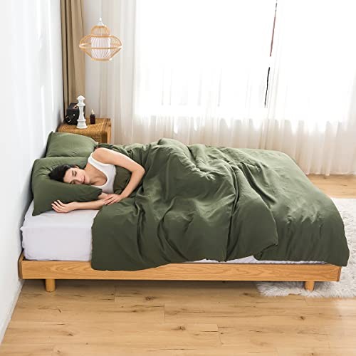 Ultra-Soft Queen Washed Bedding Comforter Sets Full/Queen Dark Olive Green