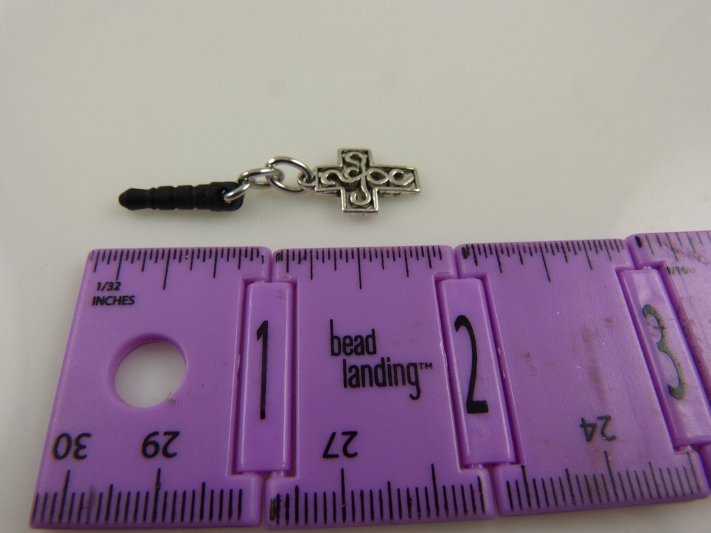 Easter cross cell phone Ipad charm ear cap dust plug silvertone