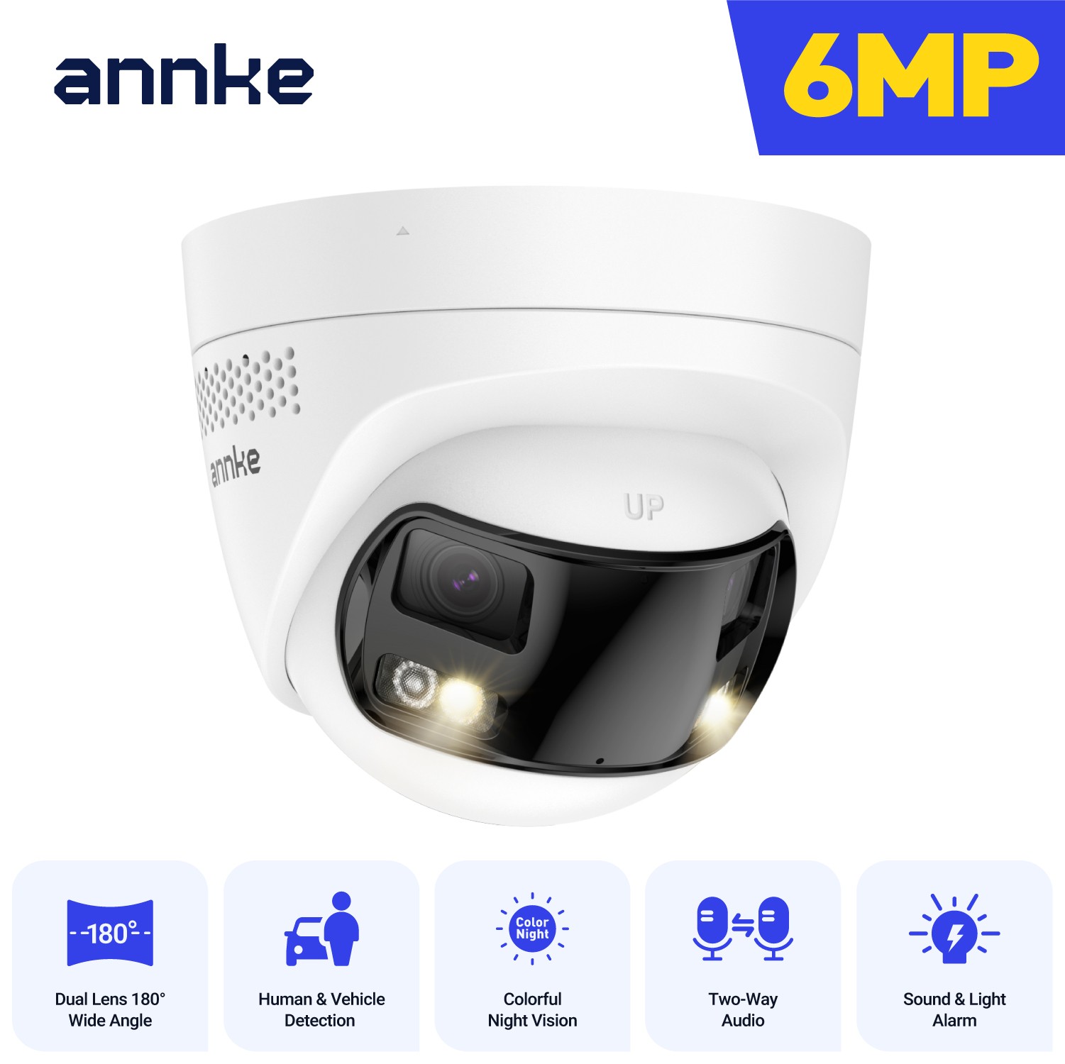 ANNKE 6MP POE Security Camera Dual Lens Outdoor Color Night Two-Way Audio FCD600