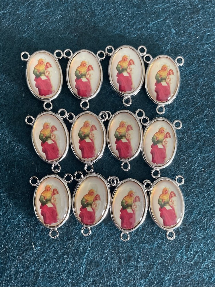 Saint Anne Medal Rosary Centers | Rosary Making Parts | Silver Tone